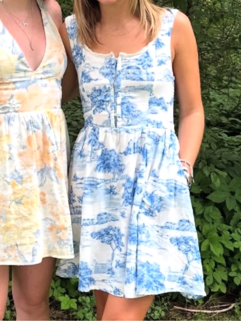 Japna Blue and White Toile Skater Skirt